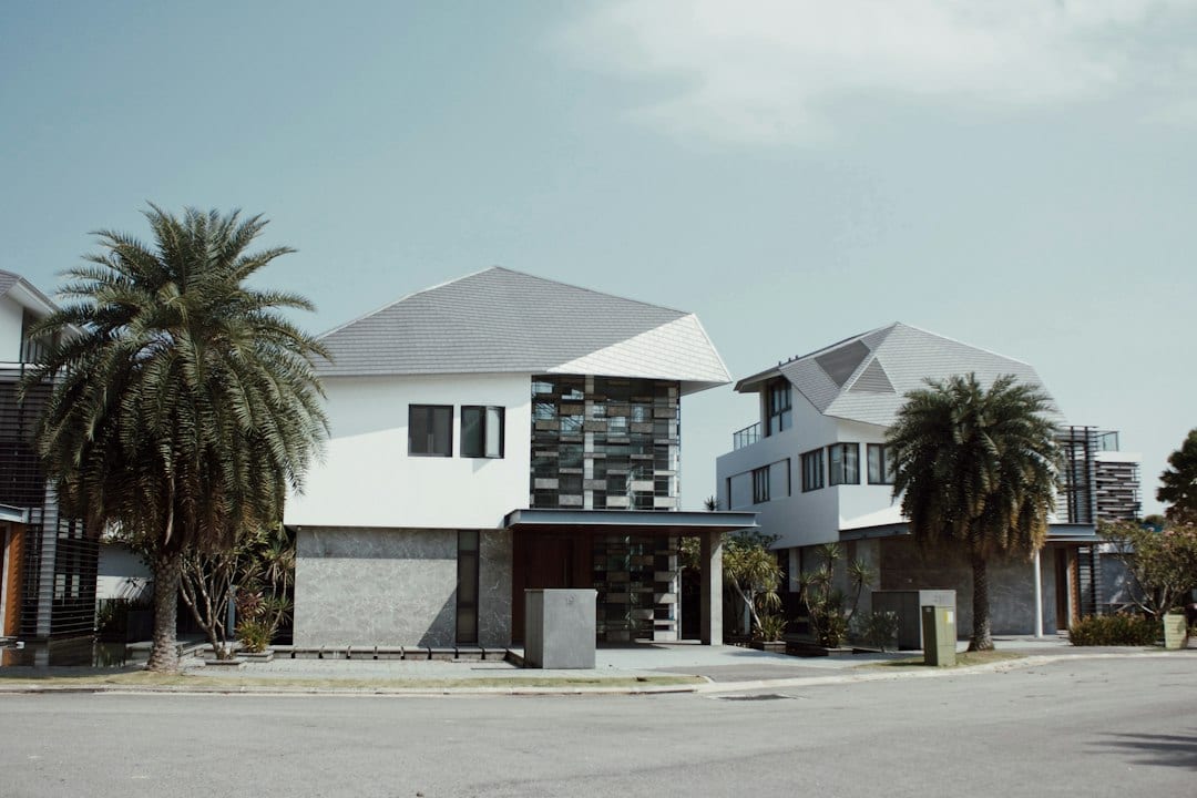 Modern semi-detached landed house exterior with clean architectural lines