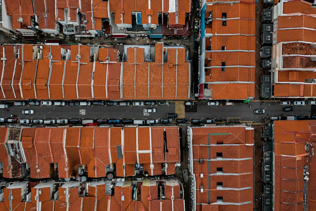 Aerial view of a landed residential street in Singapore